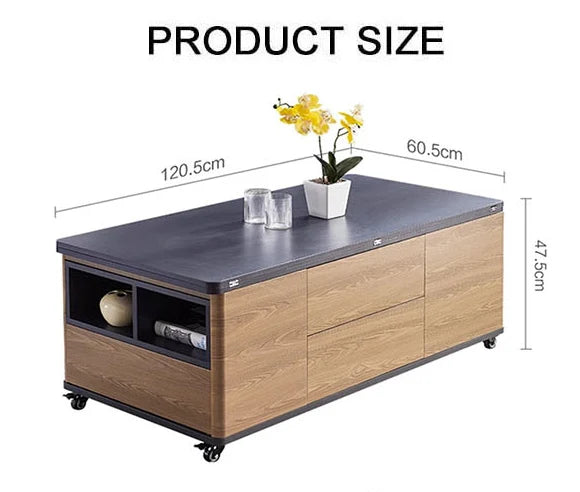 Ruby Lift Top Coffee Table, Multi-Functional Foldable Coffee Table, Walnut & Black