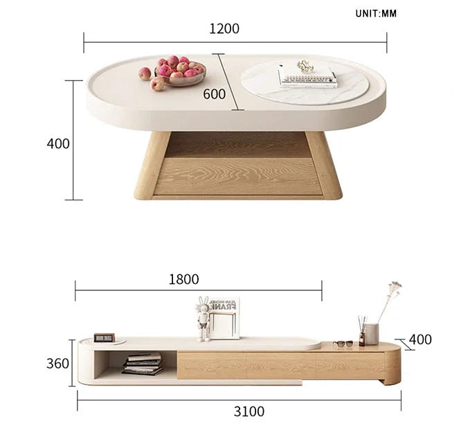 Quentina Coffee Table Oval, With TV Stand