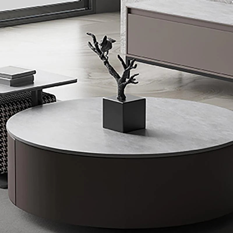 Alvis Coffee Table Set With Stool, Sintered Stone