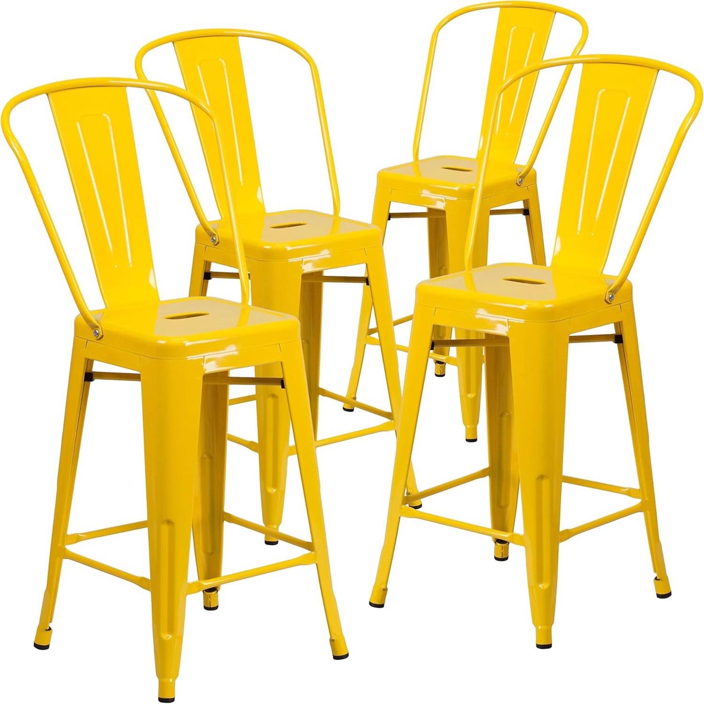 Lily 24" Industrial Style Bar Stool Chair Yellow – Set of 4