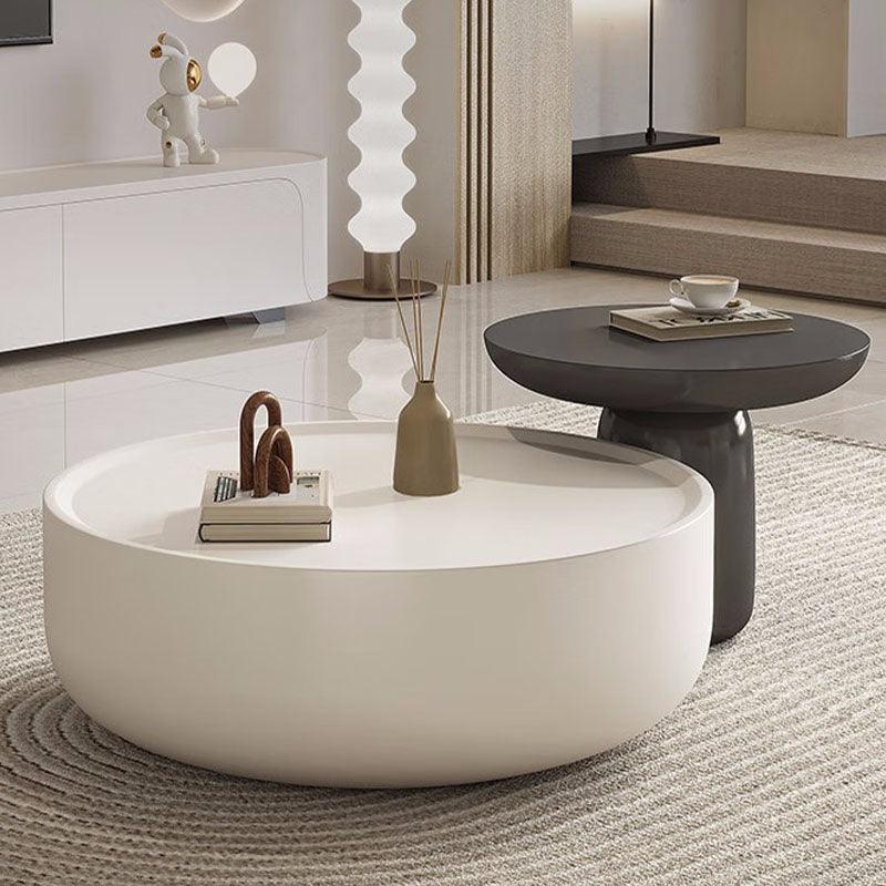 Eudora Modern Nesting Coffee Table Set With TV Stand, Cream And Grey