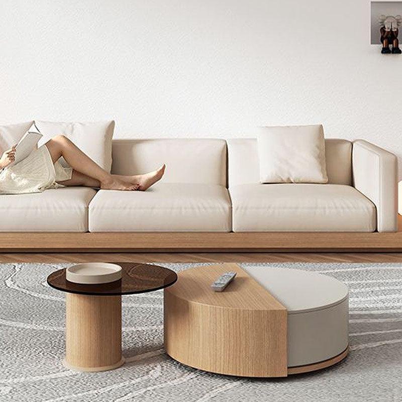 Ndre Nesting Revolving Coffee Table With Extendable TV Stand, Living Room Set