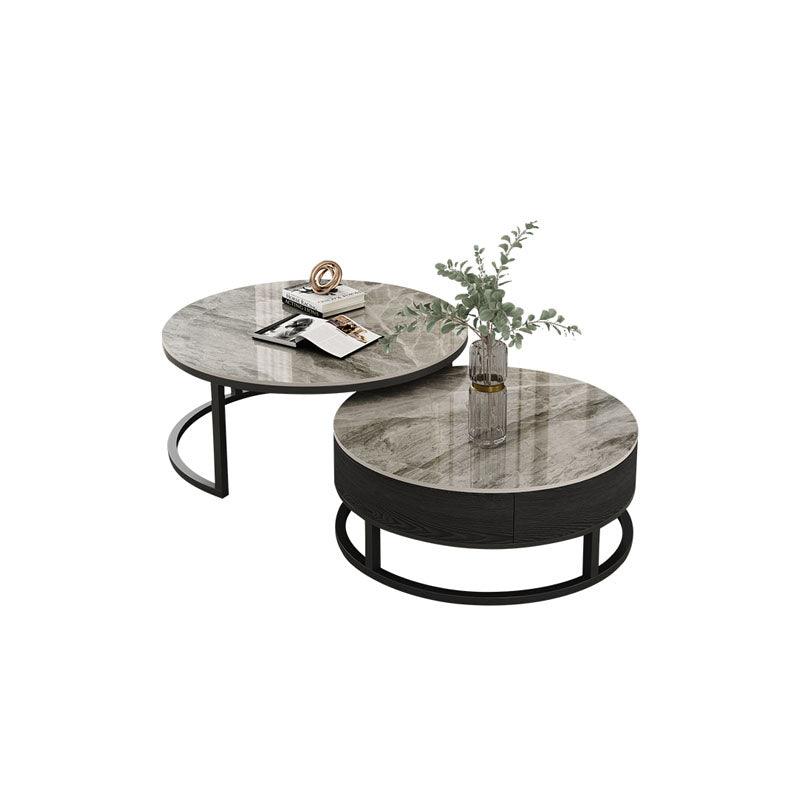 Gibs Nesting Coffee Table With TV Stand Set, Sintered Stone
