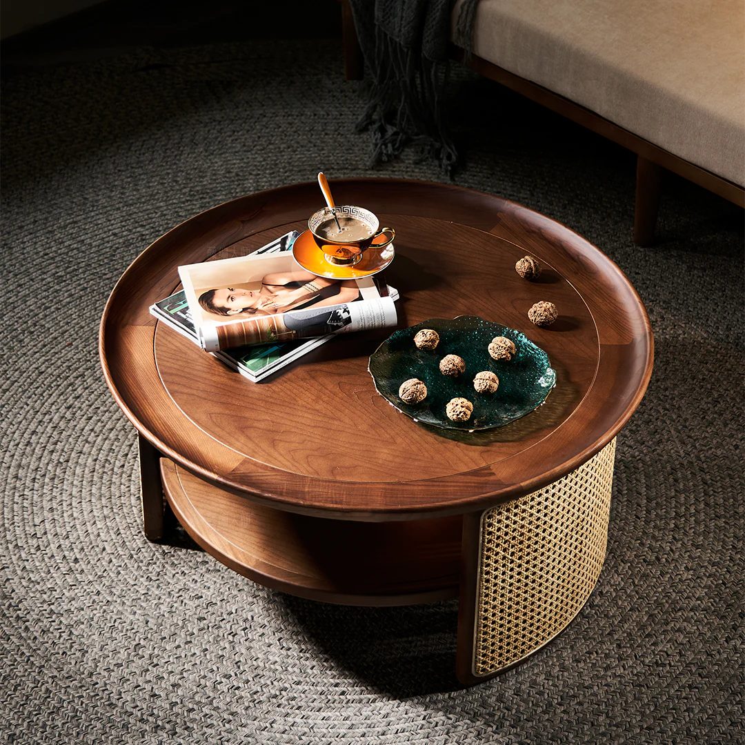 Bakula Wood Coffee Table, Rattan
