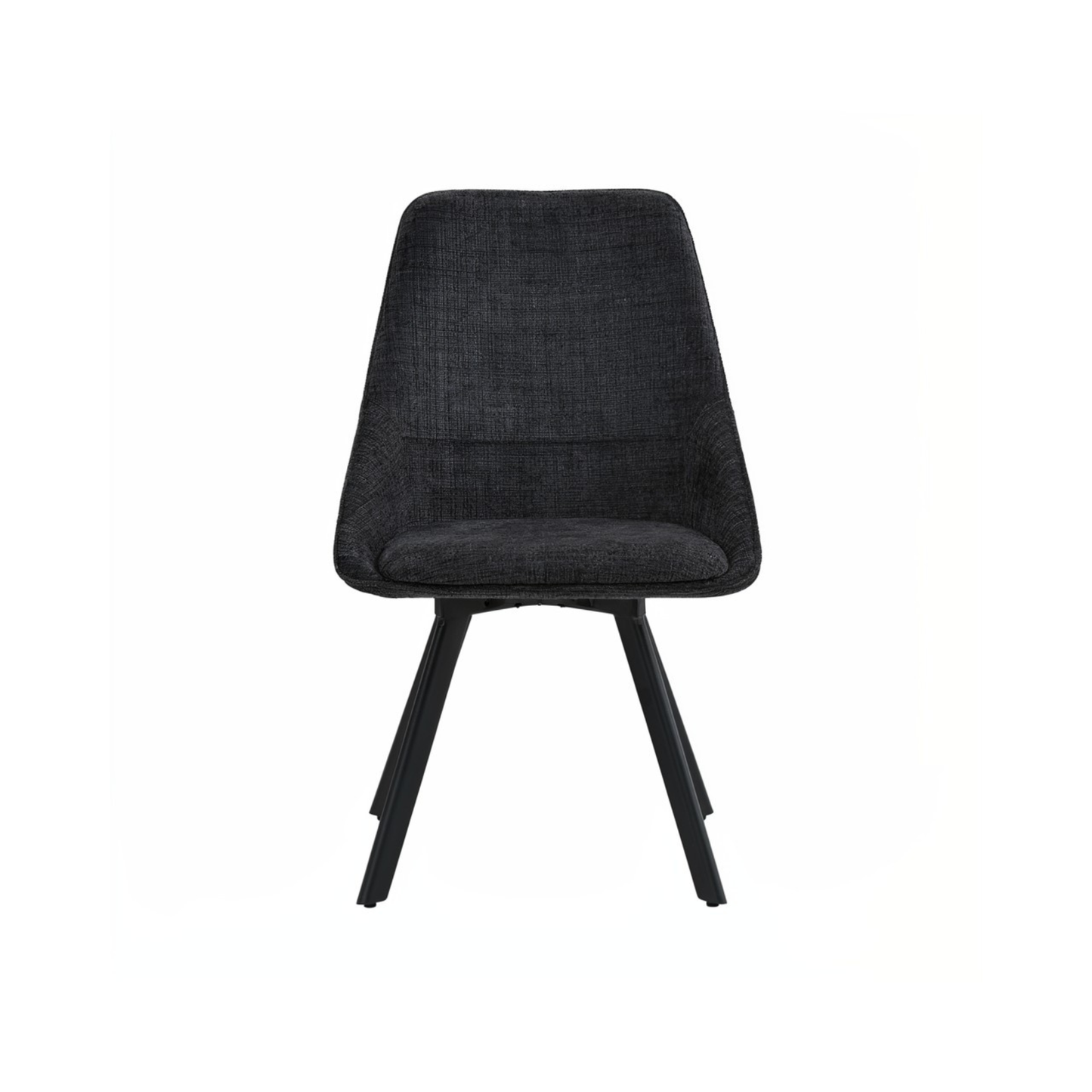 Myla Pack of 2 Swivel Dining Chairs – Black Chenille Fabric