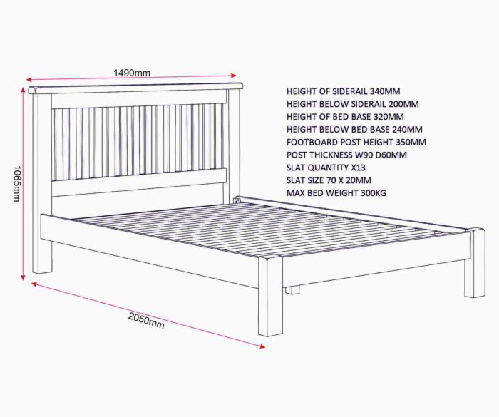 Windsor 4'6" Low End Bed - Natural Oak