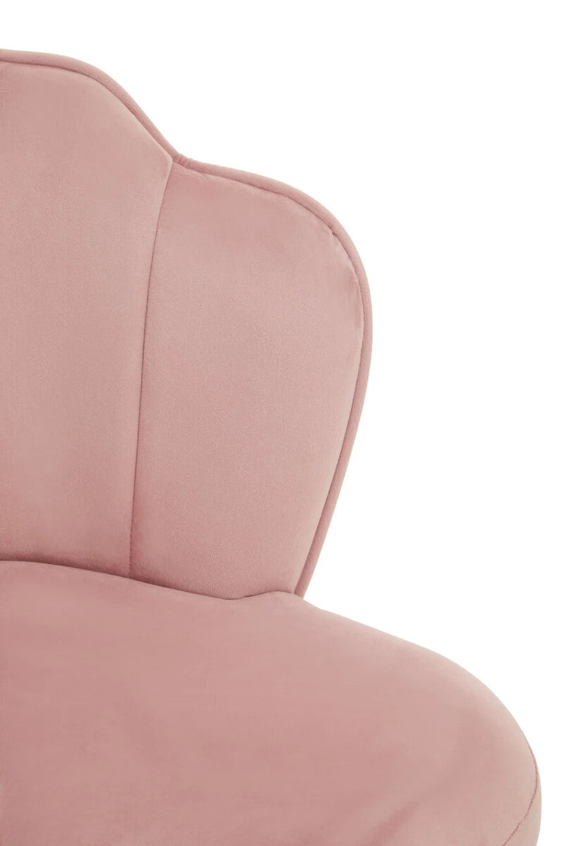 Tian Pink Velvet Dining Chair with Gold Metal Legs
