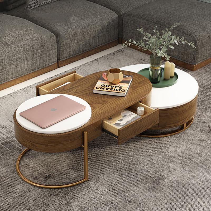 Lyra Coffee Table, Walnut & White With Matching TV Stand