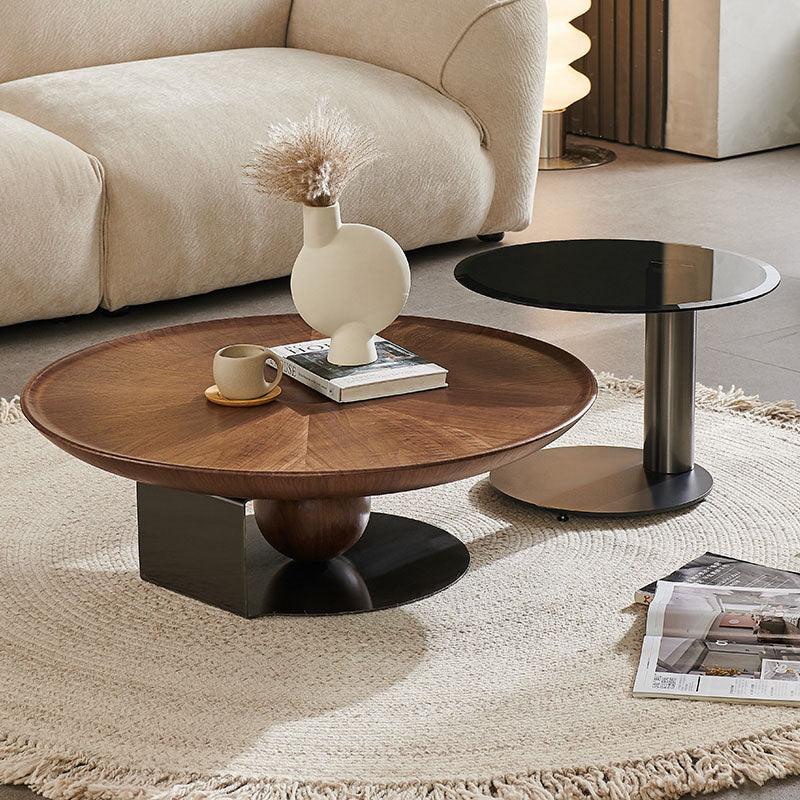 Ian Round Coffee Table Set, Solid Wood