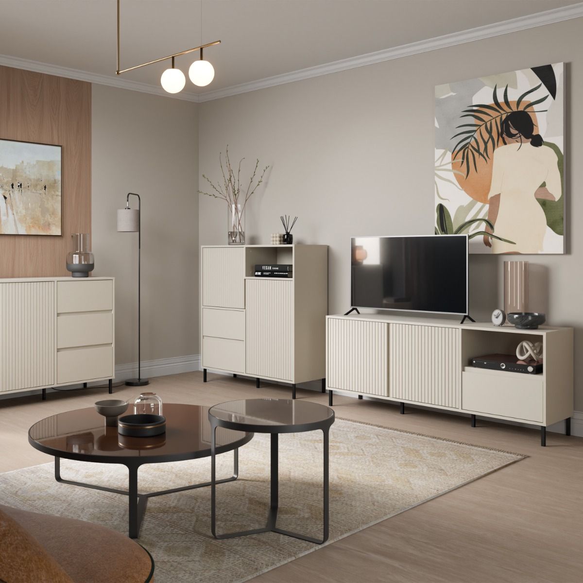 Avenale Wide TV Cabinet 2 Door 1 Drawer in Cashmere