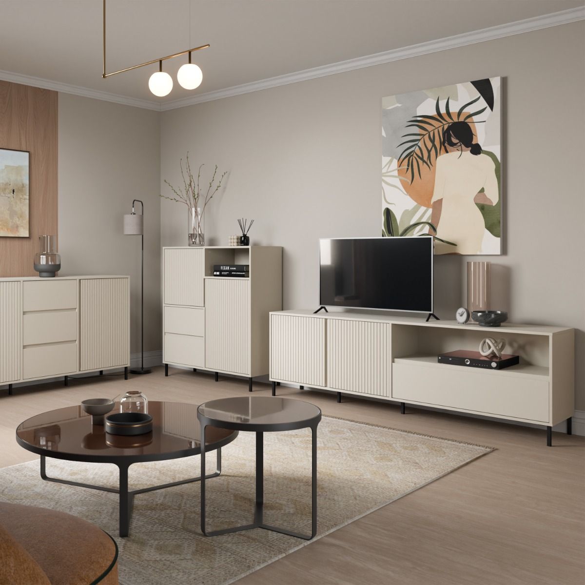 Avenale TV Cabinet 2 Door 1 Drawer in Cashmere