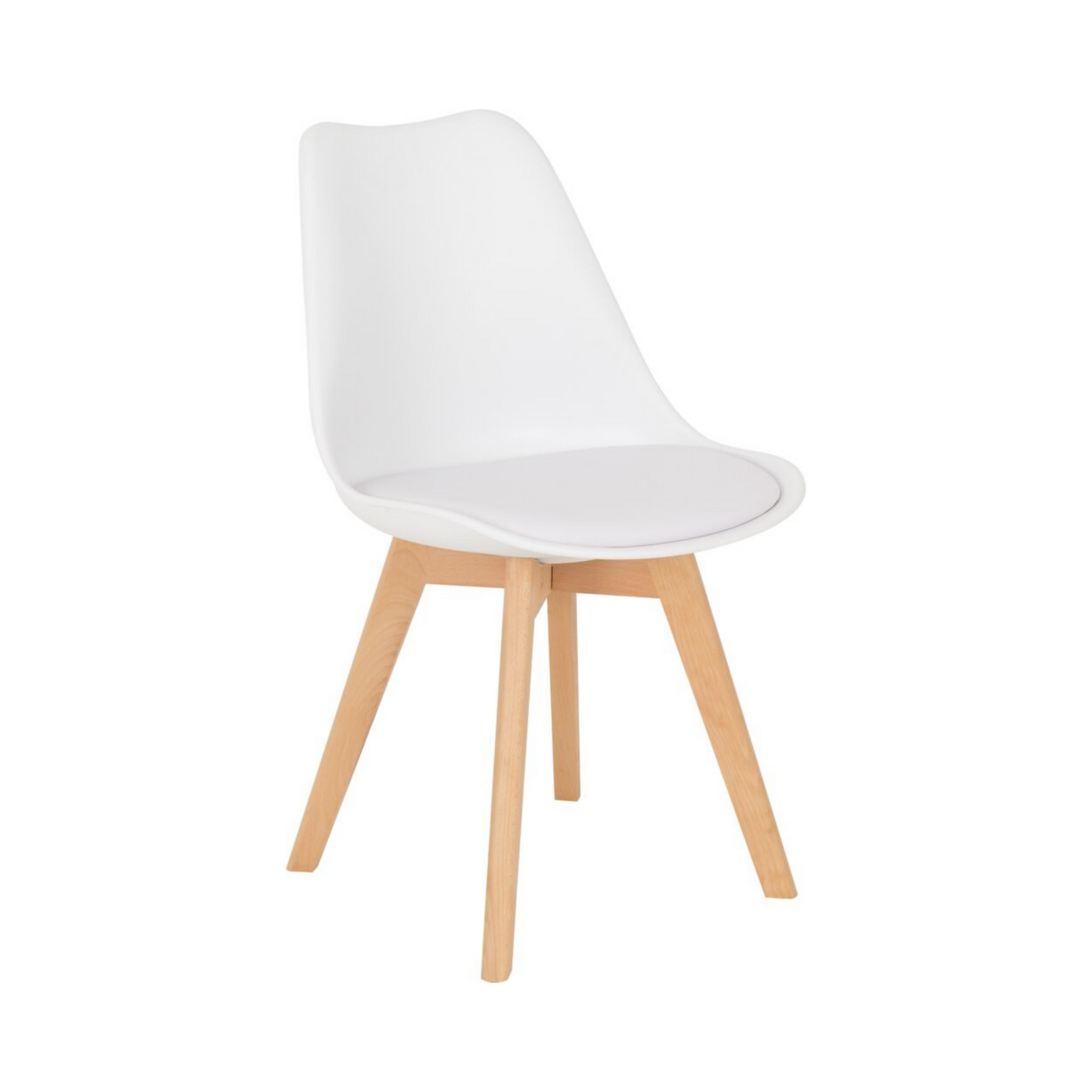 Bendal Dining Chair (Set of 4) – White Faux Leather/Beech
