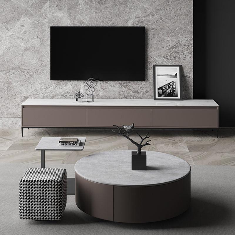 Alvis Coffee Table Set With Stool, Sintered Stone