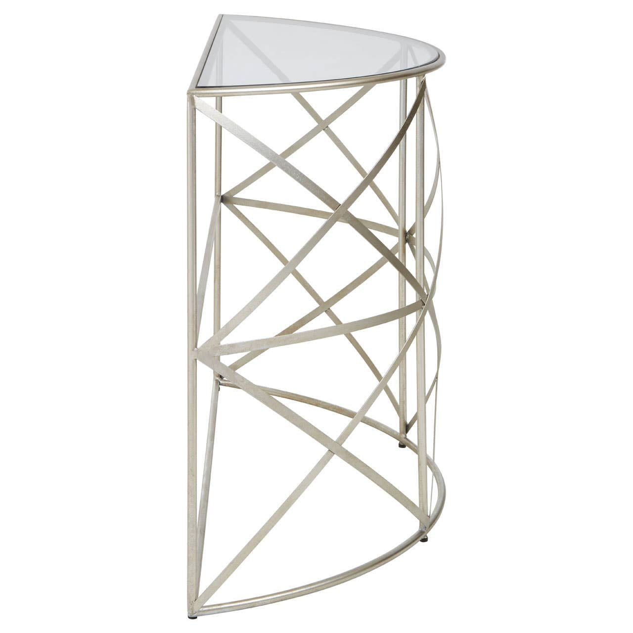 Rubia Silver Leaf Demilune Console Table