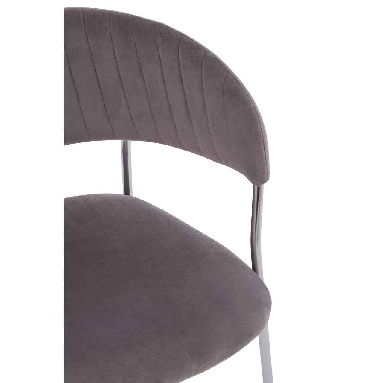 Tamzin Mink Velvet Channel Tufted and Chrome Finish Dining Chair