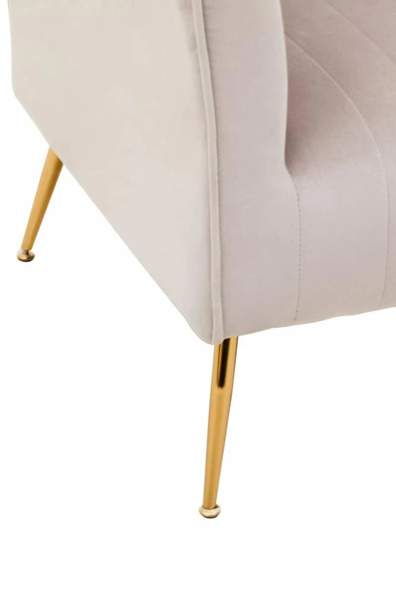 Zamora Mink Velvet Accent Chair With Gold Finish Legs