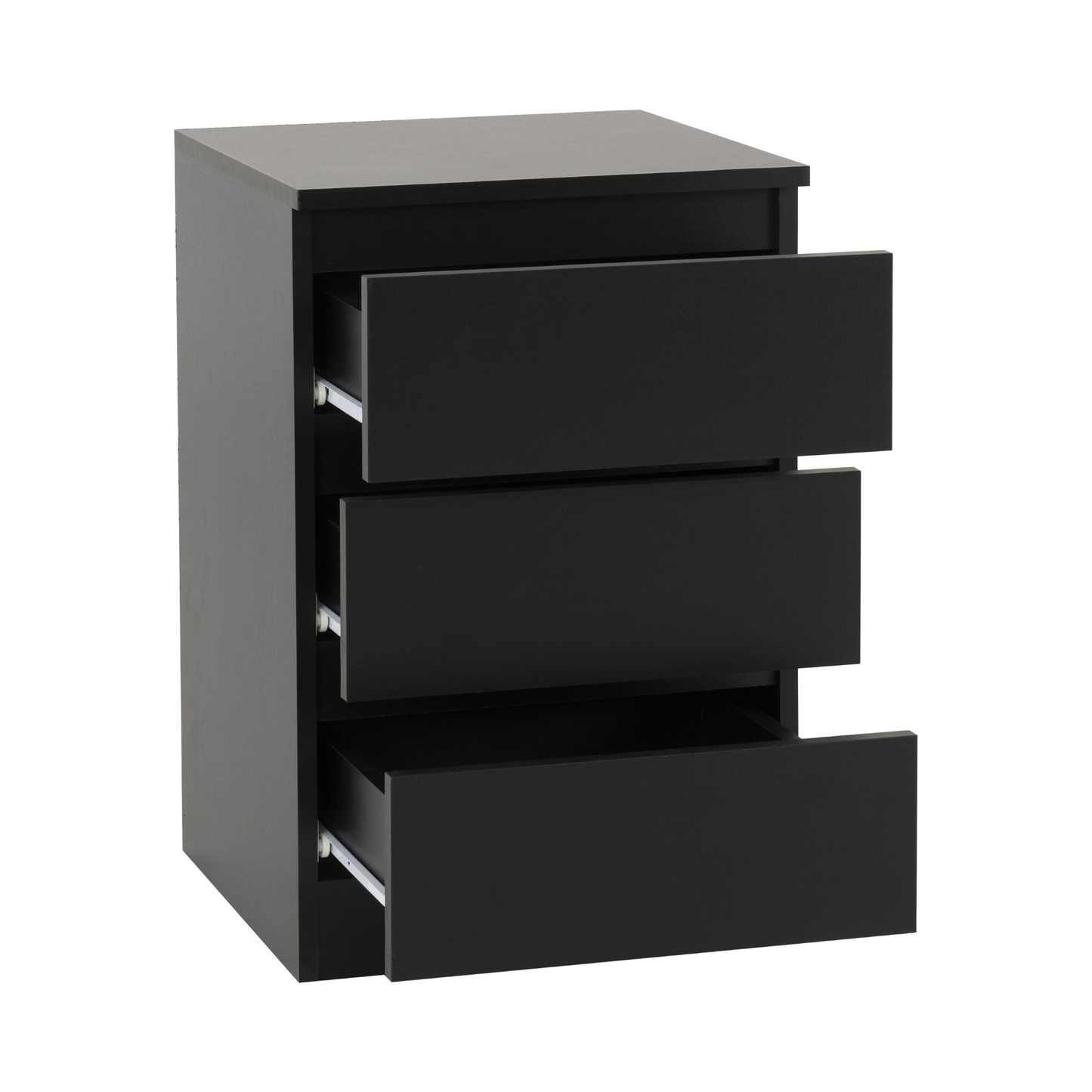 Malvern Trio Set Black Wardrobe Chest & Bedside