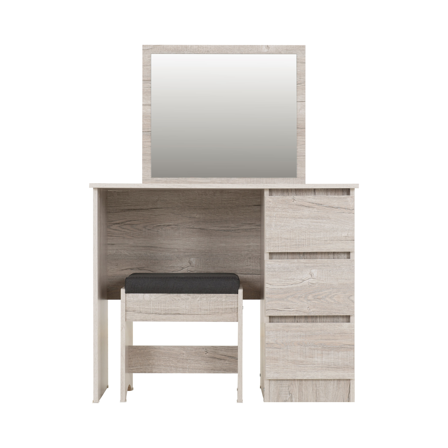 Malvern 3 Drawer Dressing Table Set - Urban Snow/Steel Fabric