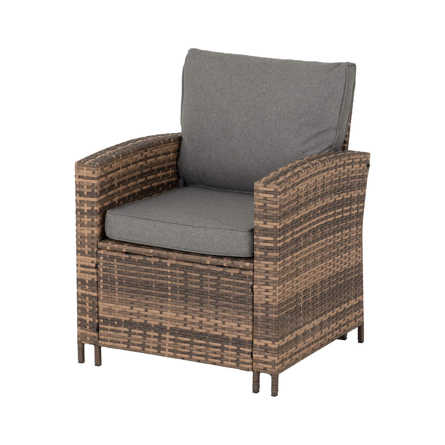 Aspen Corner Garden Furniture Set - Brown Rattan/Grey Fabric
