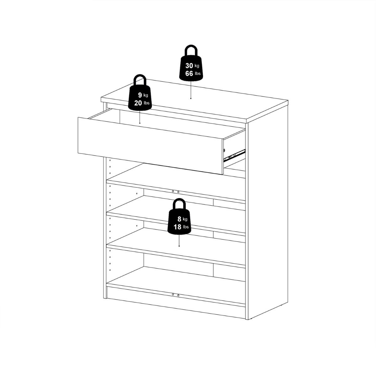 Naia Sideboard with 1 Drawer 2 Doors in Black Matt