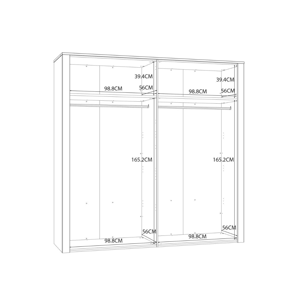 Bohol 2 Door 2 Mirrored Door Wardrobe in White/Riviera Oak