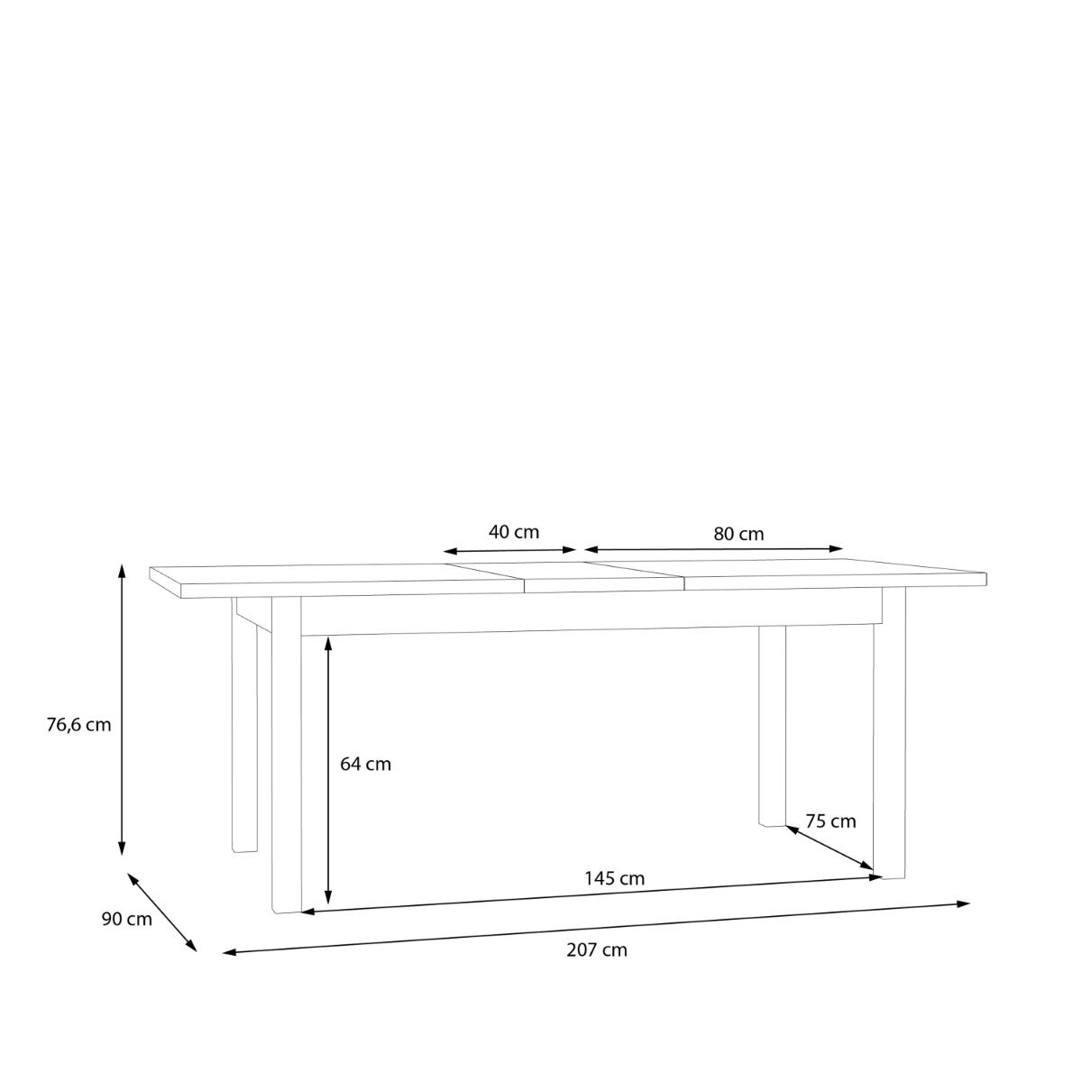 Wensley Dining Table in Light Grey and Oak 160.4x90cm