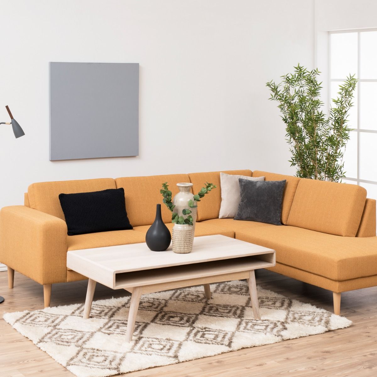 Marte Coffee Table with Open Shelf in White Oak 130x50cm