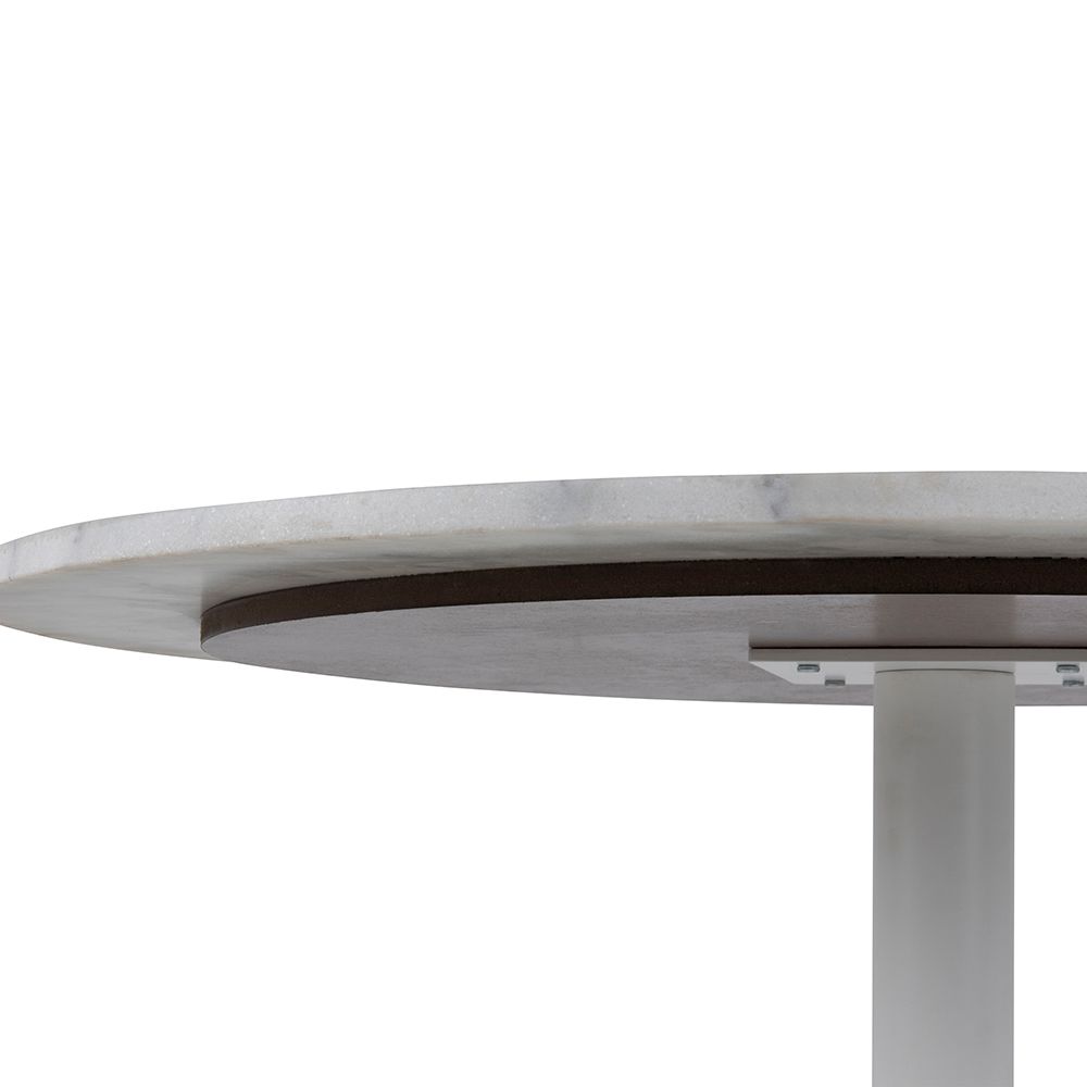 Tarifa Round Dining Table with White Polished Marble Top and White Base 110x110cm