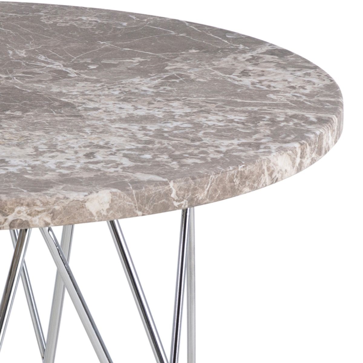 Prunus Round Side Table with Grey-Brown Marble Top