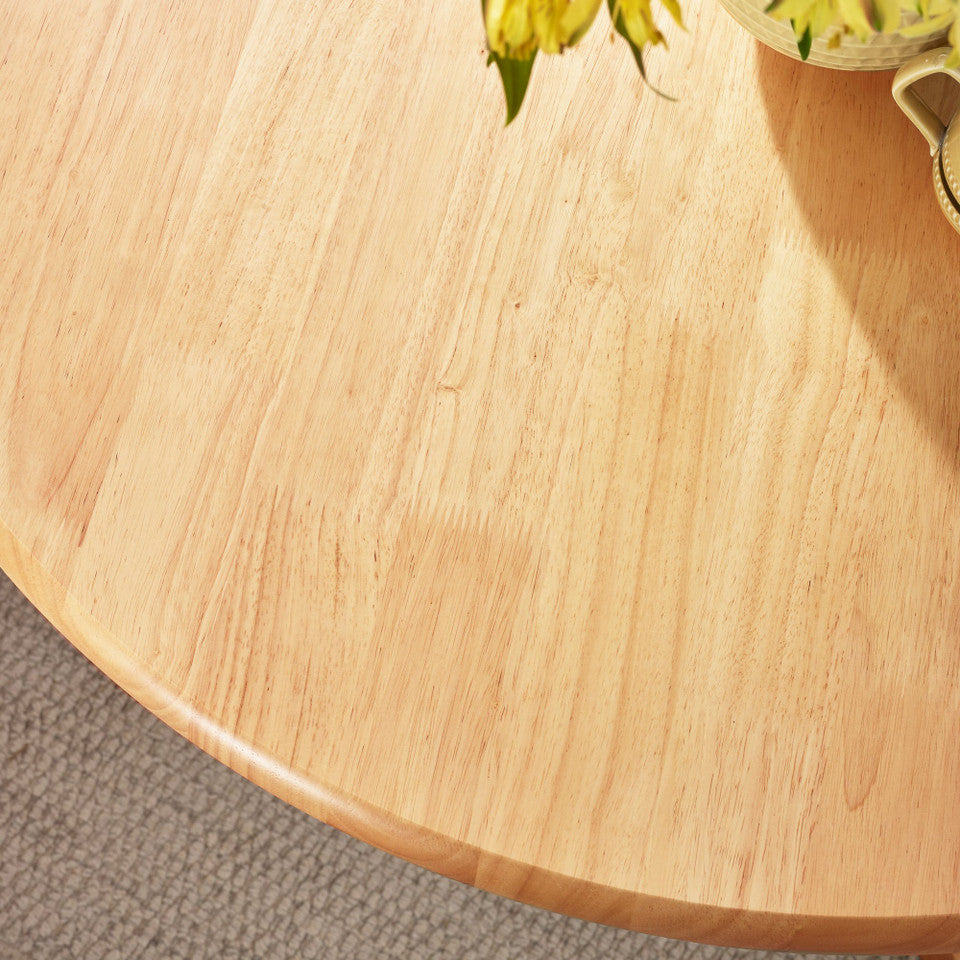 Bude Round Oak Effect Solid Wood 4 Seater Dining Table