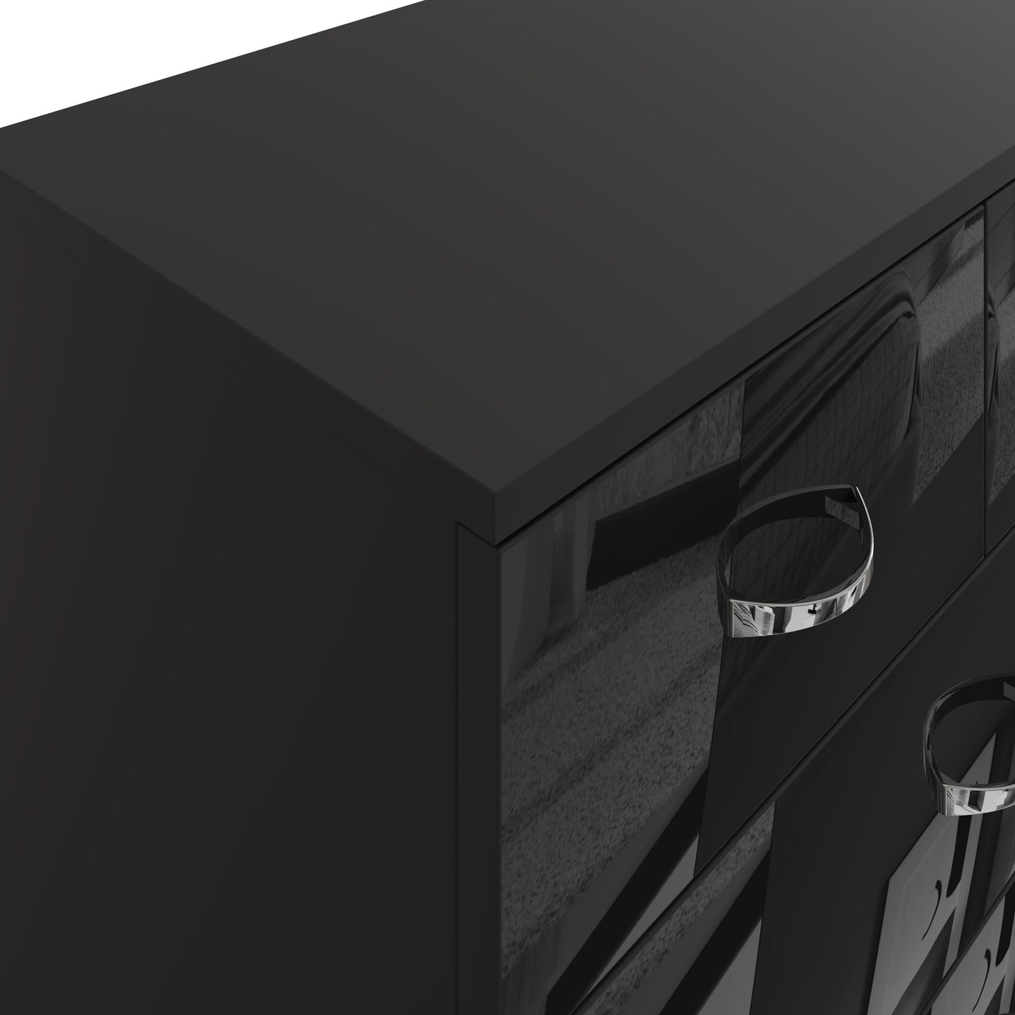 FWStyle Chilton 6-Drawer Chest – Black Gloss Front