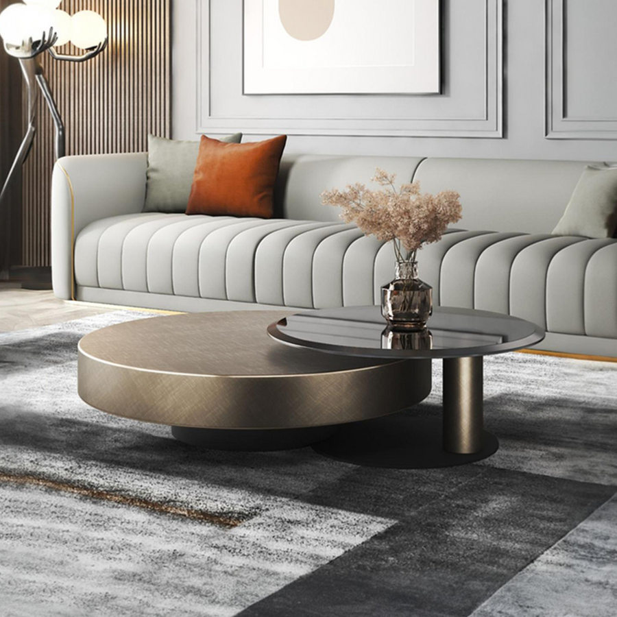 Gold Nesting Coffee Table, With Black Side Table