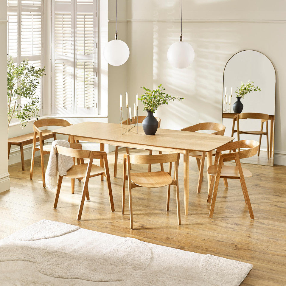 Leif Rectangular Oak Solid Wood Large Extending 6-8 Seater Dining