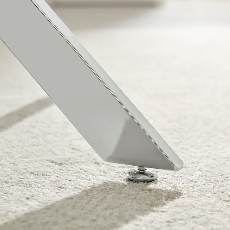 Leonardo Rectangular White Marble Glass and Gold Metal 4 Seater Dining Table