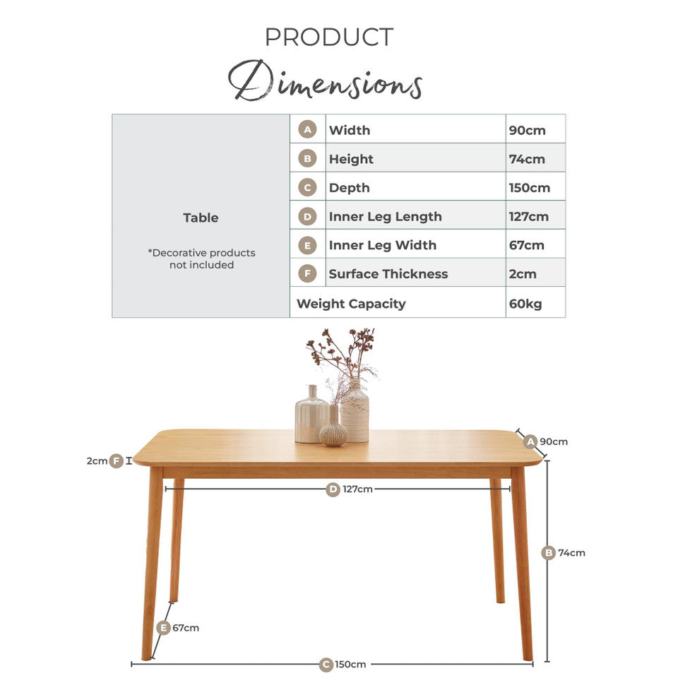 Lynton Rectangular Walnut Effect Wood 6 Seater Dining Table