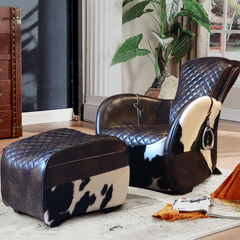 Timothy Oulton Saddle Chair And Footstool Cowhide Style