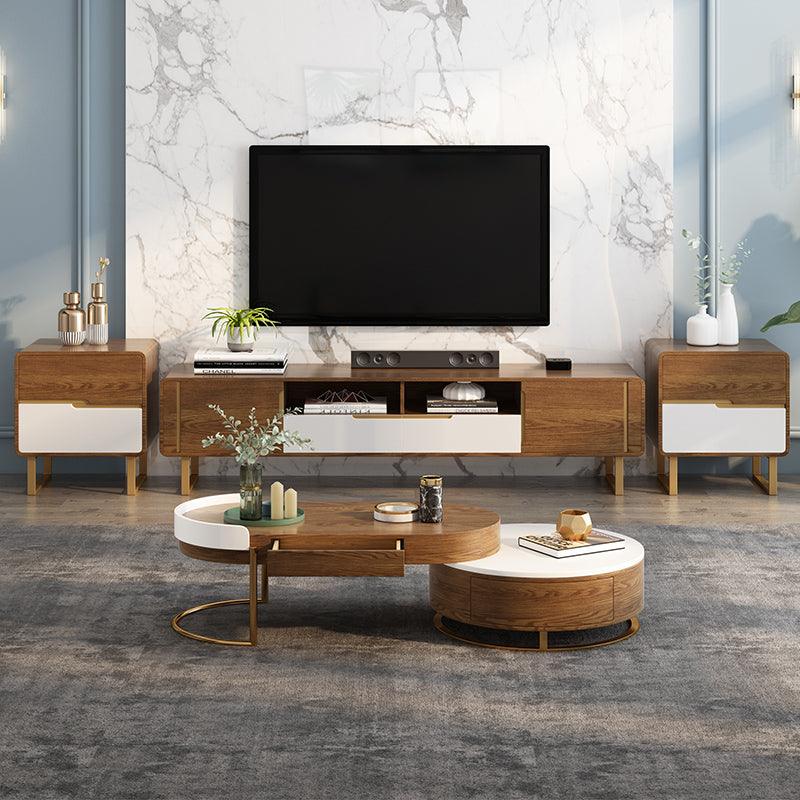 Ouezzane Nesting Coffee Table Set, With TV Stand, Oak