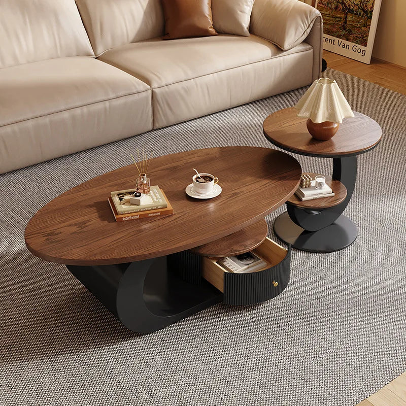 Retro Oval Walnut Coffee Table