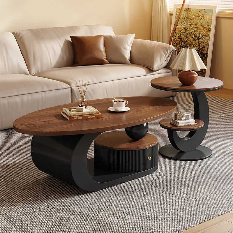 Retro Oval Walnut Coffee Table