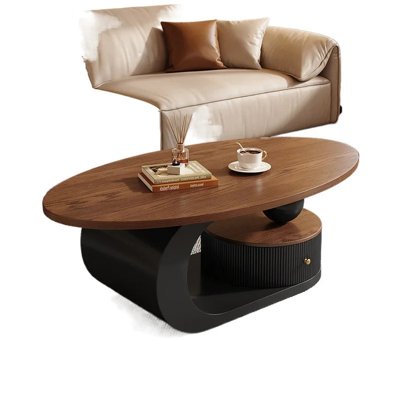 Retro Oval Walnut Coffee Table