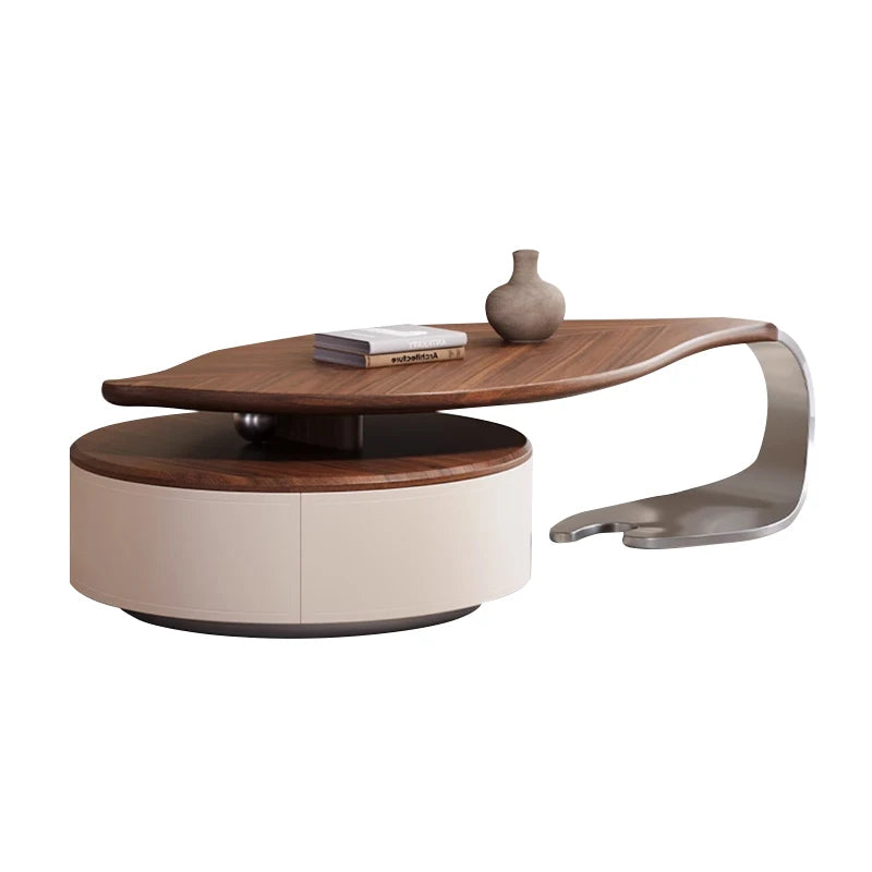 Modern Leaf-Shape Coffee Table in Walnut Veneer – Luxury Designer Accent for Living Room