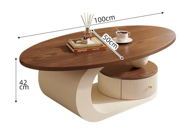 Retro Oval Walnut Coffee Table