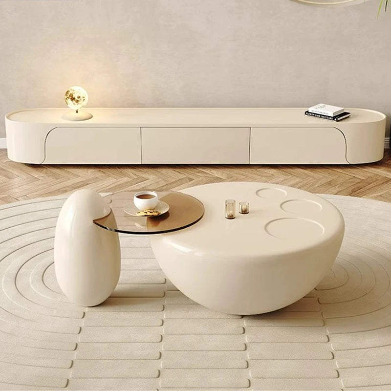 Designer Cute Round Coffee Table – Aesthetic Living Room Decoration | Sweet Mesa Auxiliar Home Furniture