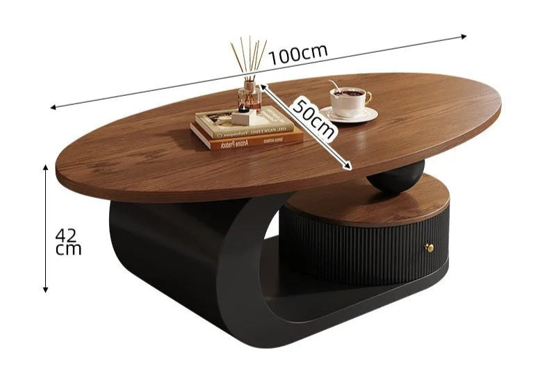 Retro Oval Walnut Coffee Table