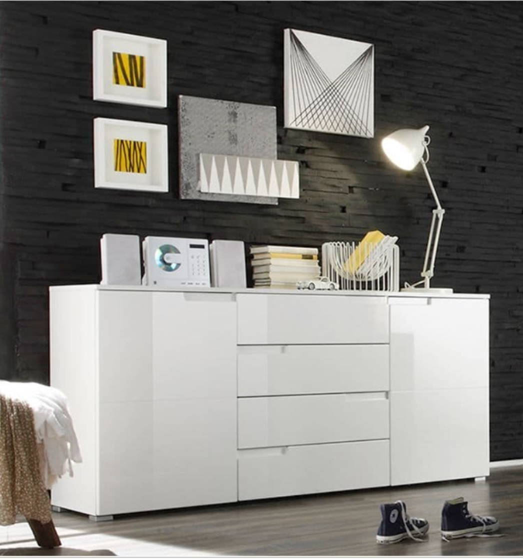 Santino White High Gloss Wide Sideboard
