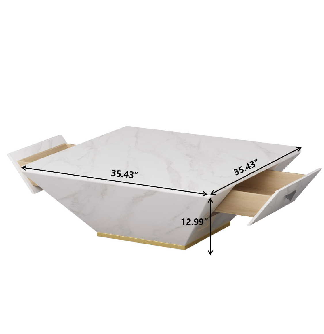 Luxury White Marble Coffee Table – Square Drum Trapezoid Design for Modern Living Rooms