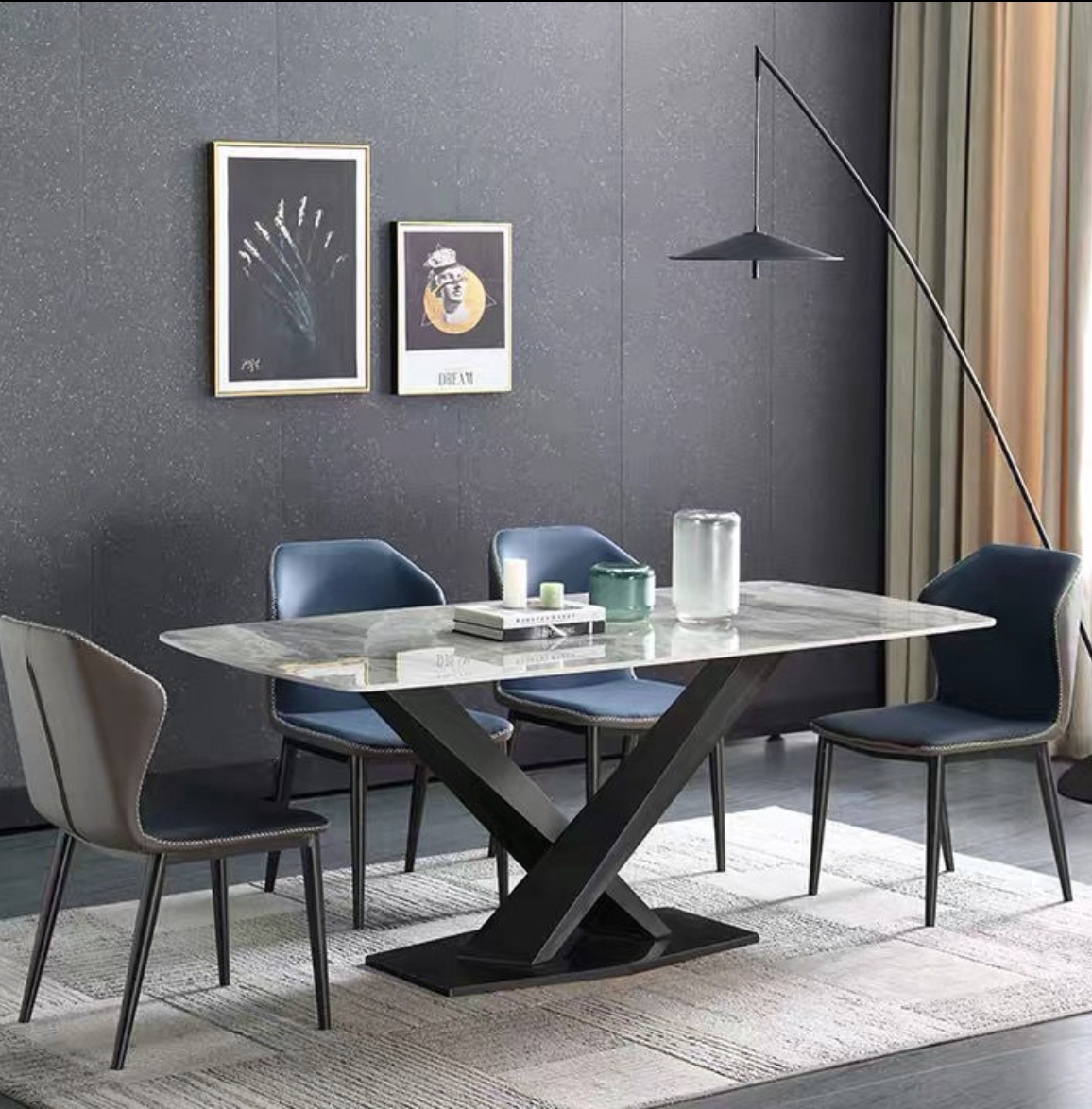 Aurelia Luxury Marble Dining Table – Sintered Stone Top with Gold Base