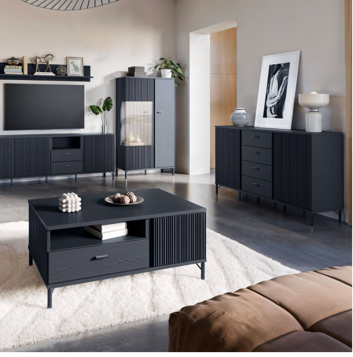 Lusaka Sideboard 2 Door 4 Drawer in Black Graphite