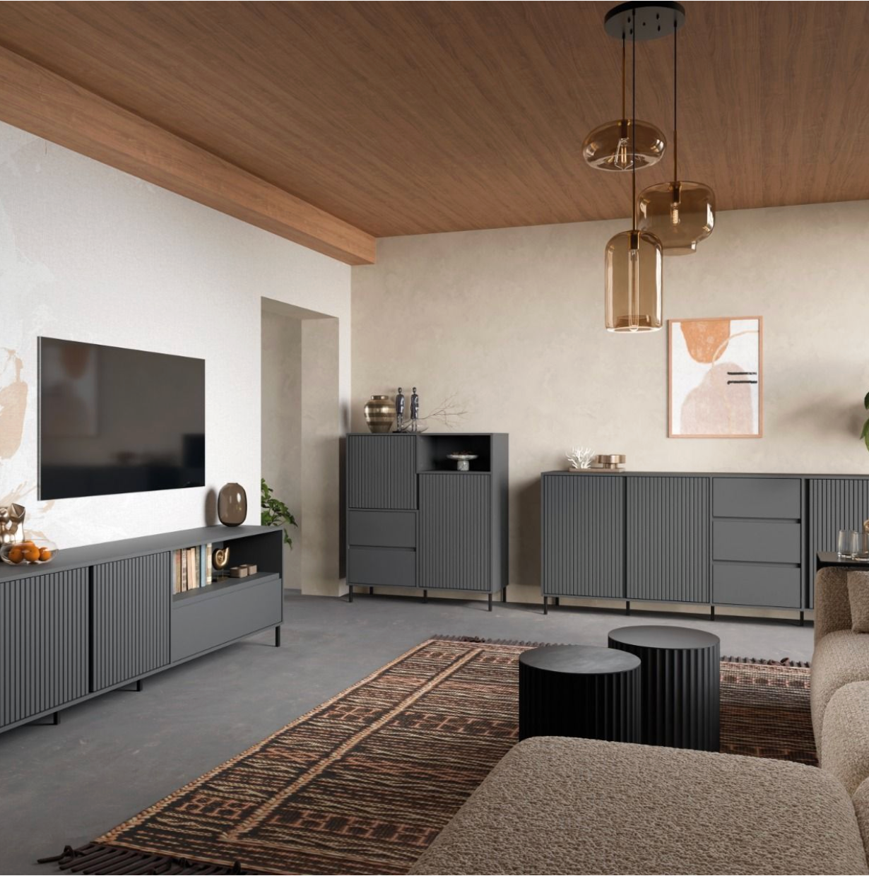 Avenale Sideboard 2 Door 2 Drawer in Anthracite