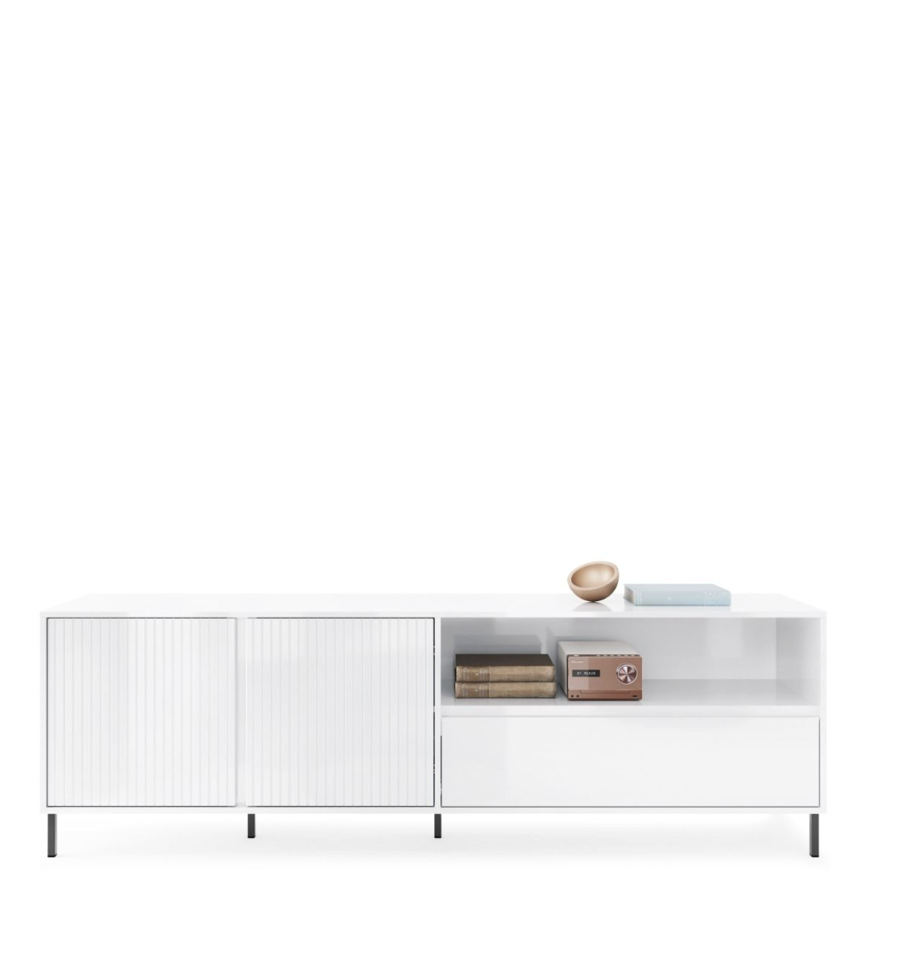 Avenale White High Gloss TV Cabinet – 207cm